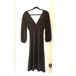 Brown Deep V Neck Dress